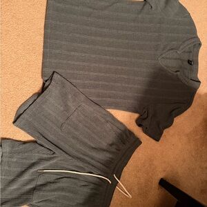 SHEIN Navy Blue Ribbed Knit Top & Shorts Set